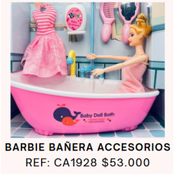 bARBIE CON BAÑERA Y ACCESORIOS