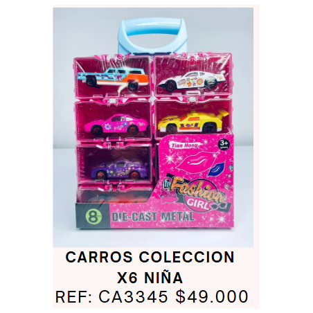 COLECCION DE CARROS PARA NIÑAS X6