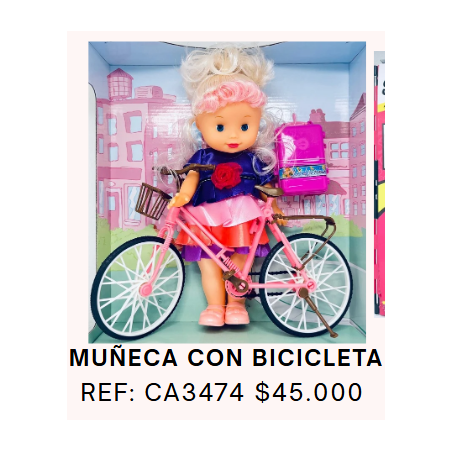 MUÑECA BEBE CON BICICLETA