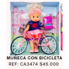 MUÑECA BEBE CON BICICLETA