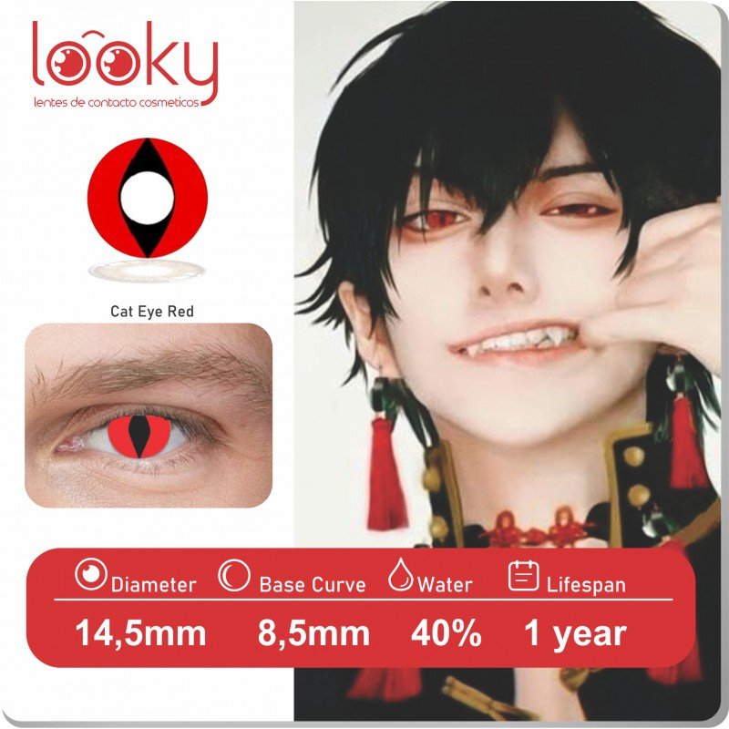 Lentes de Contacto Cosmeticos Cat Eye Red