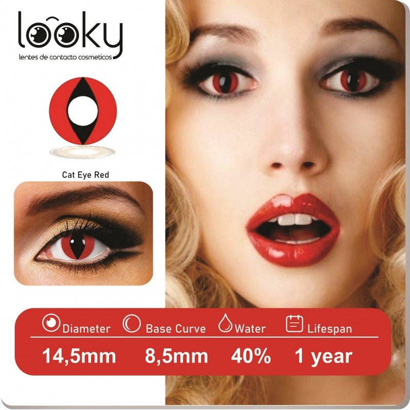 Lentes de Contacto Cosmeticos Cat Eye Red